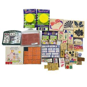 Mixed Lot of Set & Wooden Rubber Mounted Stamps Various Theme Flowers Christmas